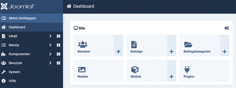 Dashboard Joomla 4 - Ausschnitt "Site"